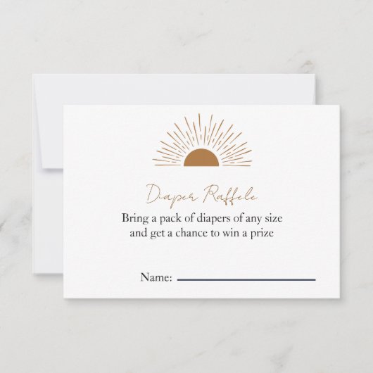 Zon baby shower rustieke luier Raffle Kaart (Voorkant)