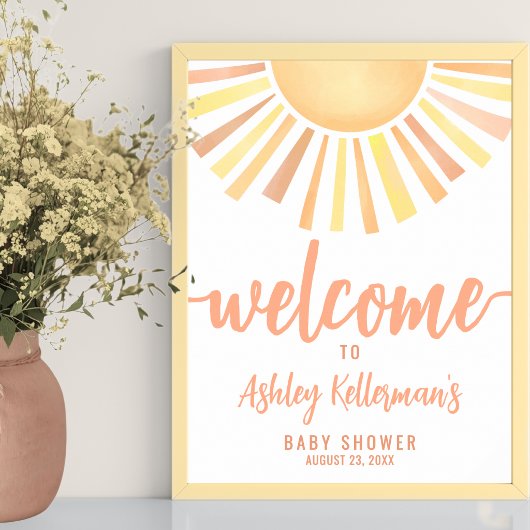Zon Baby Shower Welkom Bord Poster