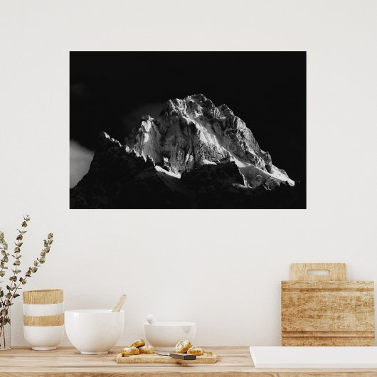 Zon bedekte berg poster (Keuken)