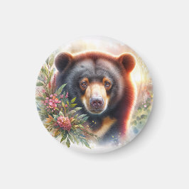 Zon Beer Florale Aquarel Magneet