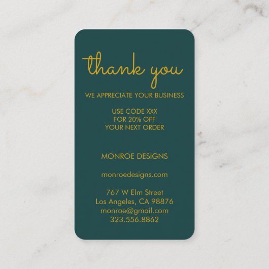 Zon & Bloeiende Wijnstokken Elegante Boho BEDANKT  Visitekaartje (Achterkant)