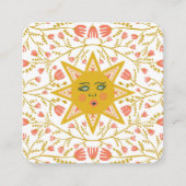 Zon & Bloeiende Wijnstokken Elegante Boho QR Code Vierkante Visitekaartje (Voorkant)