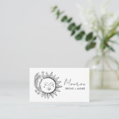 Zon & Bloem Boho Line Art Elegante QR Sociale Icon Visitekaartje (Staand voorkant)