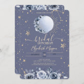 Zon, Blue Moon Rozen Pastel Bridal Luncheon Kaart (Voorkant / Achterkant)
