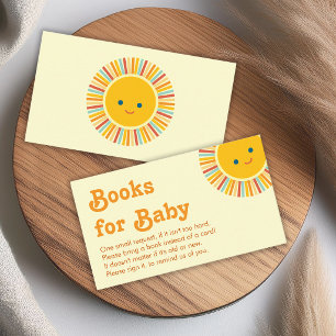 Zon Boeken voor Baby Shower Schattige Oranje Retro Informatiekaartje