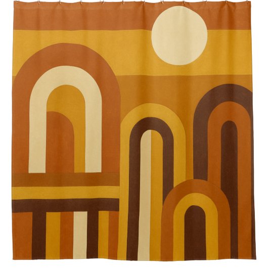 Zon & Bogen Mid Century Modern Geometrisch Ontwerp Douchegordijn (Voorkant)