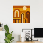 Zon & Bogen Mid Century Modern Geometrisch Ontwerp Poster (Thuiskantoor)
