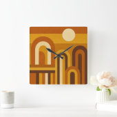 Zon & Bogen Mid Century Modern Geometrisch Ontwerp Vierkante Klok (Huis)