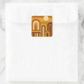 Zon & Bogen Mid Century Modern Geometrisch Ontwerp Vierkante Sticker (Tas)
