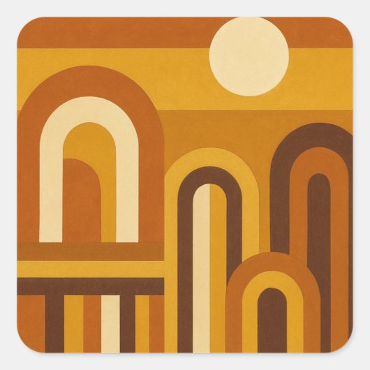 Zon & Bogen Mid Century Modern Geometrisch Ontwerp Vierkante Sticker (Voorkant)