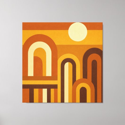 Zon & Bogen Midden Eeuw Modern Geometrisch Ontwerp Canvas Afdruk (Voorkant)