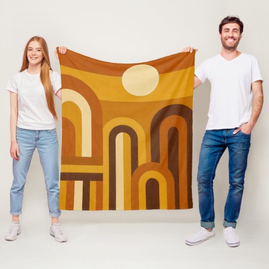 Zon & Bogen Midden Eeuw Modern Geometrisch Ontwerp Fleece Deken (In situ)
