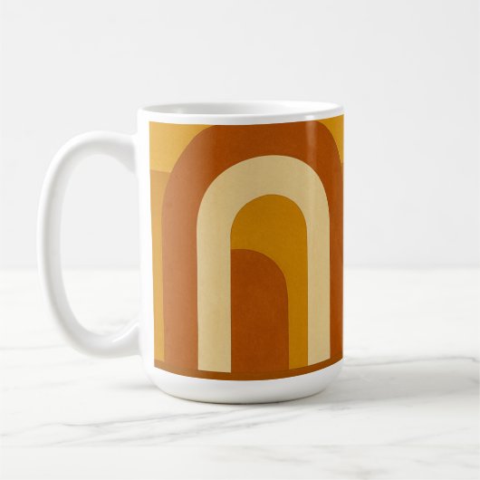 Zon & Bogen Midden Eeuw Modern Geometrisch Ontwerp Koffiemok (Links)