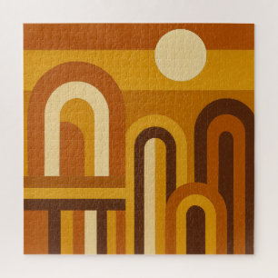 Zon & Bogen Midden Eeuw Modern Geometrisch Ontwerp Legpuzzel