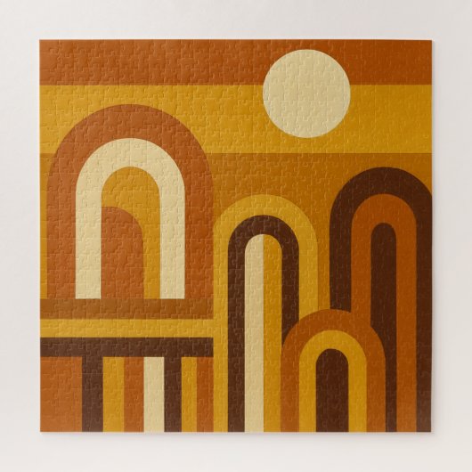 Zon & Bogen Midden Eeuw Modern Geometrisch Ontwerp Legpuzzel (Verticaal)