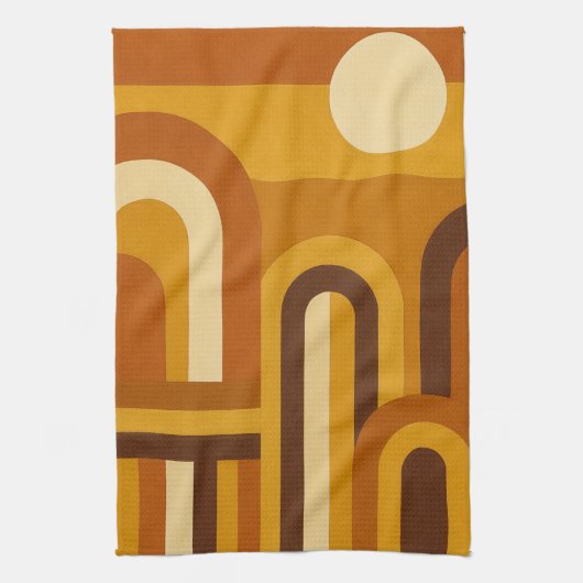 Zon & Bogen Midden Eeuw Modern Geometrisch Ontwerp Theedoek (Verticaal)