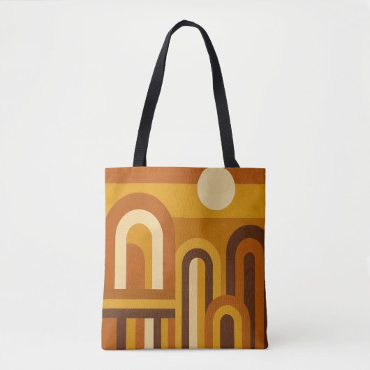 Zon & Bogen Midden Eeuw Modern Geometrisch Ontwerp Tote Bag (Voorkant)