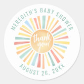 Zon Boho Baby Borrel Ronde Sticker (Voorkant)