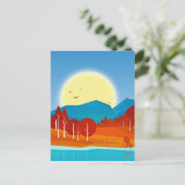 Zon boven Blauwe Berg met het Deer Lake Briefkaart (Staand voorkant)