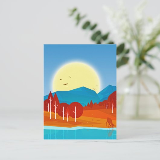 Zon boven Blauwe Berg met het Deer Lake Briefkaart (Staand voorkant)