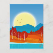 Zon boven Blauwe Berg met het Deer Lake Briefkaart (Voorkant)