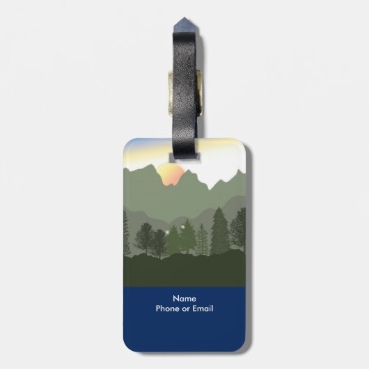 Zon boven de bergen Topjes Bagagelabel (Achterkant verticaal)