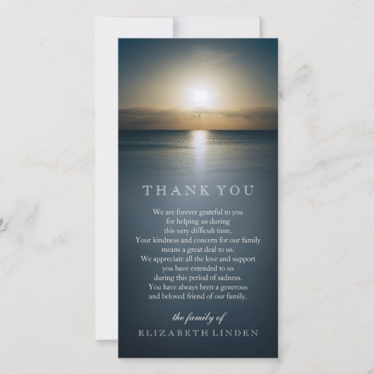 Zon boven de oceaan | Sympathie Hartelijk dank Bedankkaart (Voorkant)