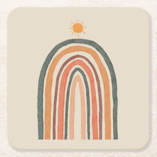 Zon boven een regenboog kartonnen onderzetters