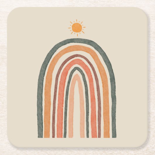 Zon boven een regenboog kartonnen onderzetters (Voorkant)