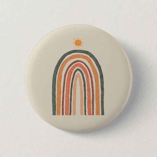 Zon boven een regenboog ronde button 5,7 cm (Voorkant)
