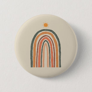 Zon boven een regenboog ronde button 5,7 cm