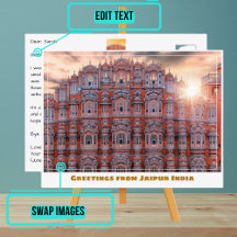 Zon boven Hawa Mahal in Jaipur India