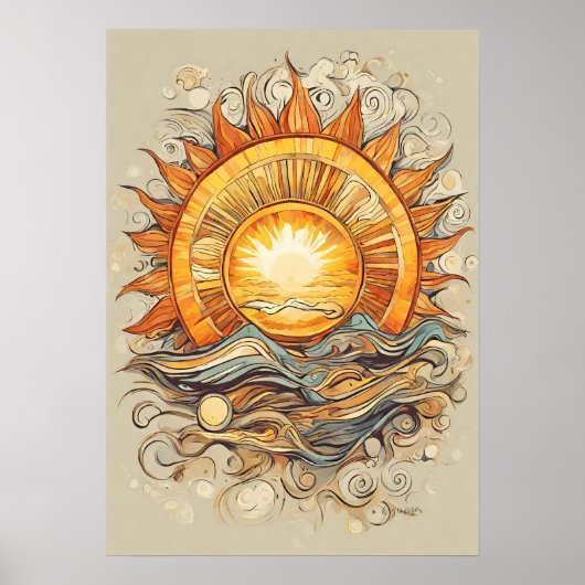 Zon Boven Ons Zon Illustratie Print, Poster (Voorkant)
