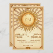 zon bruiloft uitnodiging in warme tinten (Voorkant / Achterkant)