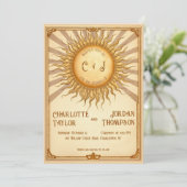  zon bruiloft uitnodiging in warme tinten (Staand voorkant)
