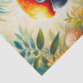 Zon Conure Papegaai Kleurrijke Bloemen Decoupage Tissuepapier (Detail)