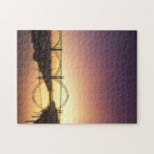 Zon die achter de brug van de Newport plaatst, Ore Legpuzzel (Horizontaal)
