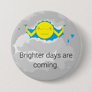 Zon die door stormwolken breekt: ronde button 7,6 cm