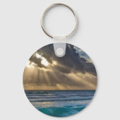 Zon die door wolken over Zee breekt Sleutelhanger (Achterkant)