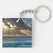 Zon die door wolken over Zee breekt Sleutelhanger (Achterkant)