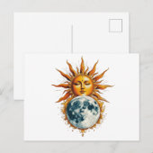 Zon die haar maan omhelst briefkaart (Voorkant / Achterkant)