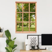 Zon door de bomen Gezicht vanuit een raam Poster (Thuiskantoor)