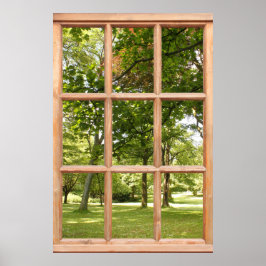 Zon door de bomen Gezicht vanuit een raam Poster