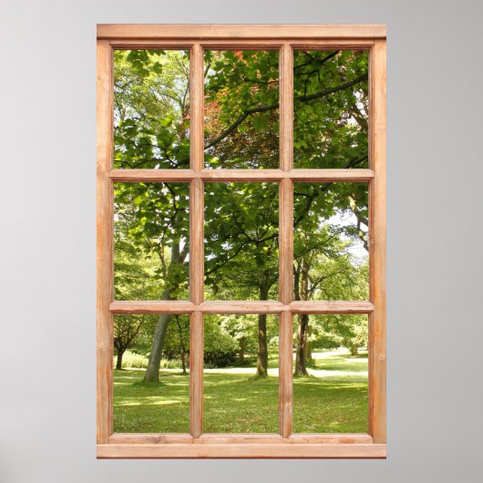 Zon door de bomen Gezicht vanuit een raam Poster (Voorkant)