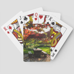 Zon door herfstbladeren, Kroatië Pokerkaarten