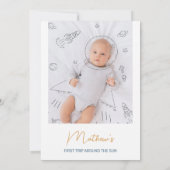 Zon Eerste Reis Rond de Zon Foto 1e Verjaardag Kaart (Achterkant)