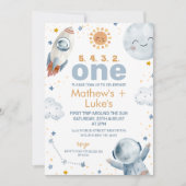 Zon eerste reis rond Sun Twin Boys 1e verjaardag Kaart (Voorkant)