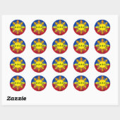 Zon en 3 sterren ronde sticker (Vel)