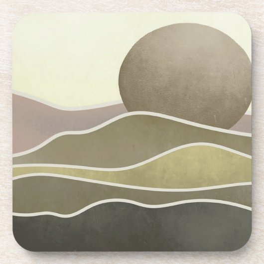 Zon en bergen bier onderzetter (Voorkant)