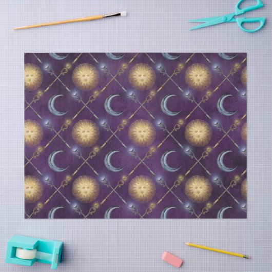 Zon- en bewegingspatroon op Paarse ontkoppeling Tissuepapier (Craft)